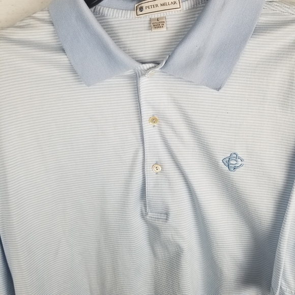 Peter Millar Striped Polo Blue White Mens Large - Picture 4 of 5